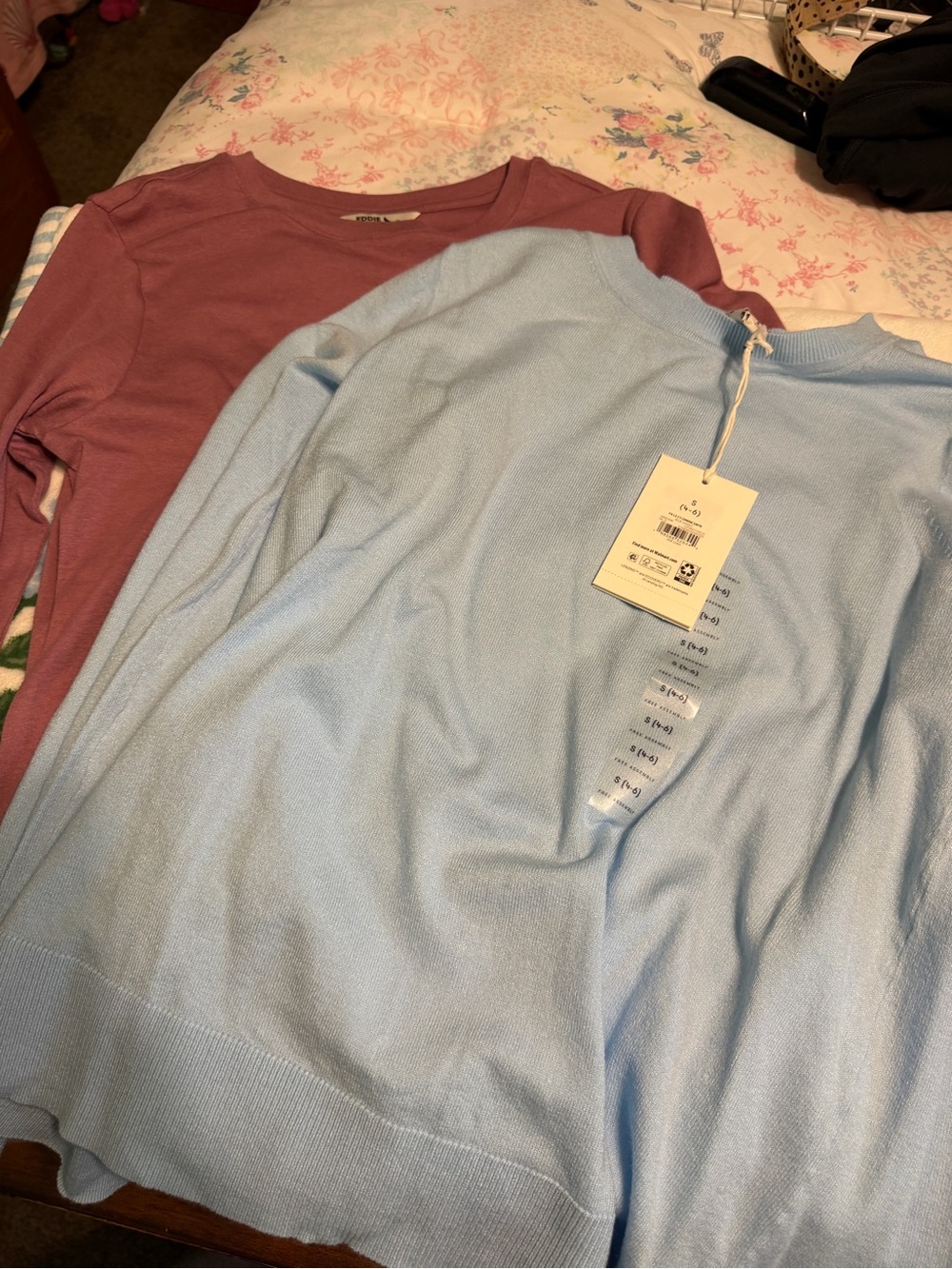 Light Blue Sweater + Dusty Rose Top Duo